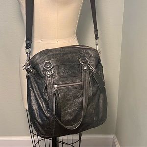 Coach Poppy black leather crossbody purse